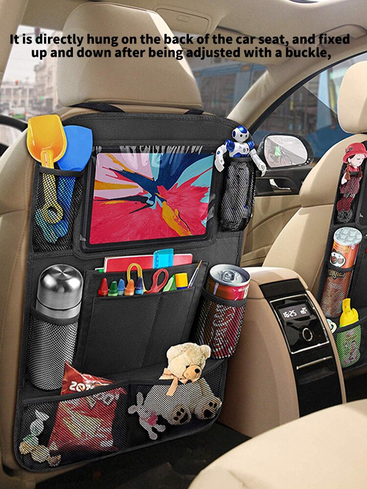 Car Seat Organizer Multifunctional Oxford Fabric Car Back Multi Pocket Storage Bag with Tablet Holder Protector for Kids