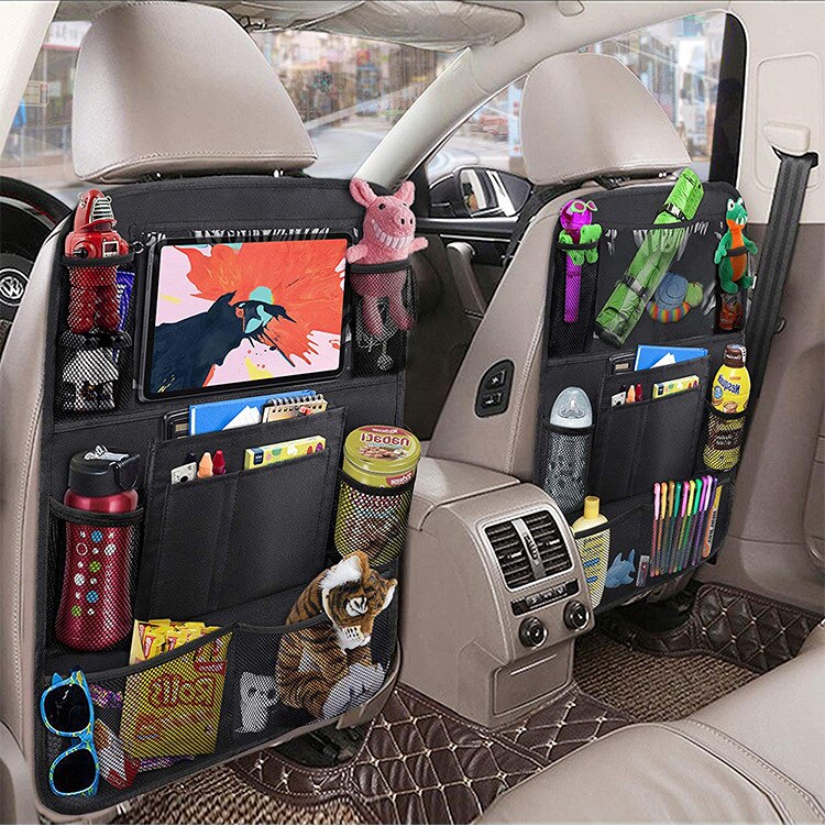 Car Seat Organizer Multifunctional Oxford Fabric Car Back Multi Pocket Storage Bag with Tablet Holder Protector for Kids