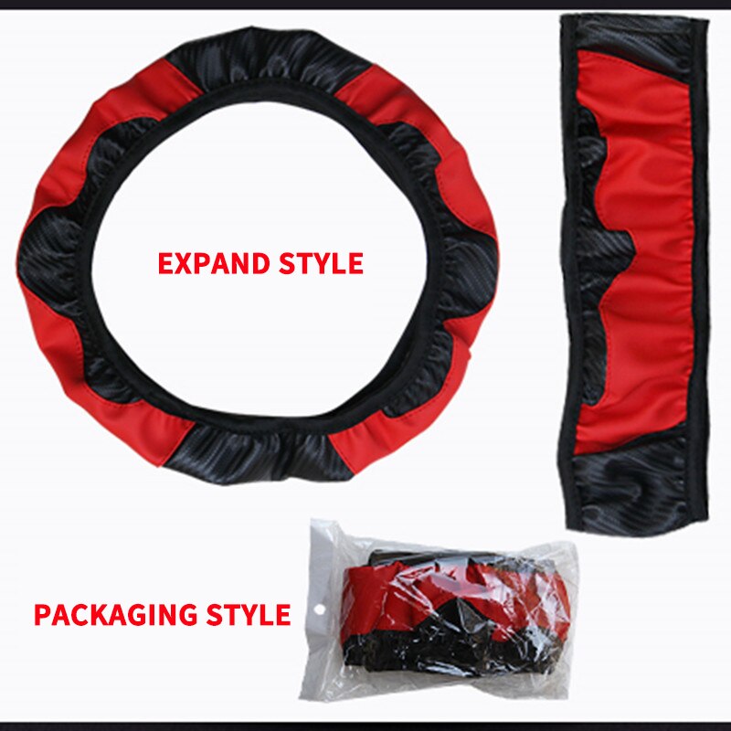 Car Steering Wheel Cover Carbon Fiber Breathable Anti Slip PU Leather Universal 37 38cm Steering Covers Decoration Accessories