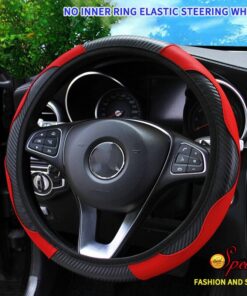 Car Steering Wheel Cover Carbon Fiber Breathable Anti Slip PU Leather Universal 37 38cm Steering Covers Decoration Accessories
