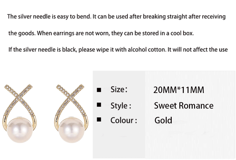 Gold Color Metal Fashion Korean Pearl Earrings For Women Sparkling Zircon Pendant Cuff Clip Earrings Wedding Party Jewelry Gifts