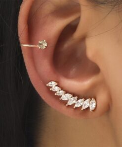 Alternative view of VAGZEB Bohemian NO Piercing Crystal Rhinestone Ear Cuff Wrap Stud Clip Earrings For Women Girl Trendy Earrings Jewelry Bijoux