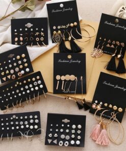 FNIO Women's Earrings Set Pearl Earrings For Women Bohemian Fashion Jewelry 2020 Geometric Crystal Heart Stud Earrings