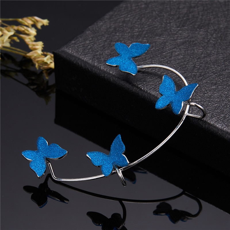 Silver Plated Metal Crystal Butterfly Ear Clips For Women Sparkling Zircon Ear Cuff Clip Earrings Wedding Girls Jewelry Gifts