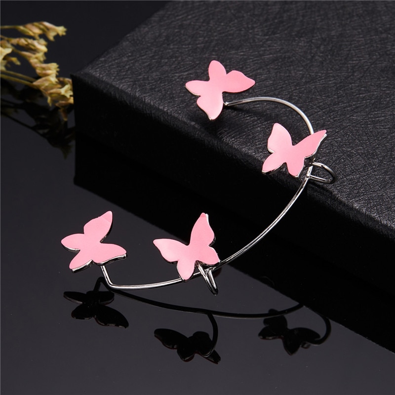 Silver Plated Metal Crystal Butterfly Ear Clips For Women Sparkling Zircon Ear Cuff Clip Earrings Wedding Girls Jewelry Gifts