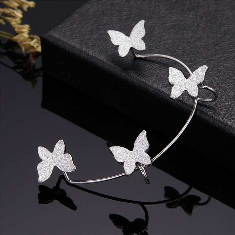 Silver Plated Metal Crystal Butterfly Ear Clips For Women Sparkling Zircon Ear Cuff Clip Earrings Wedding Girls Jewelry Gifts