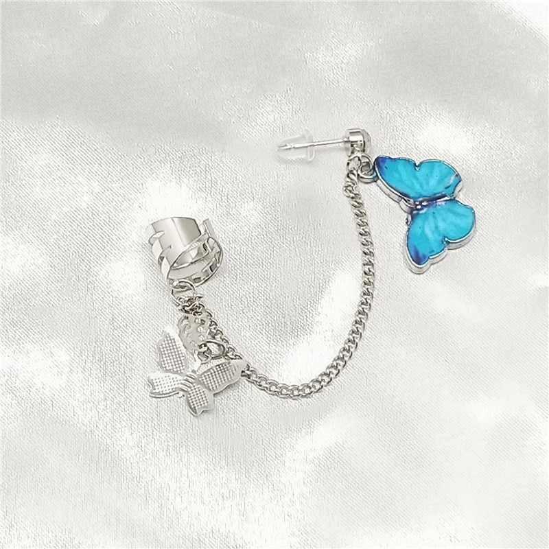 Silver Plated Metal Crystal Butterfly Ear Clips For Women Sparkling Zircon Ear Cuff Clip Earrings Wedding Girls Jewelry Gifts