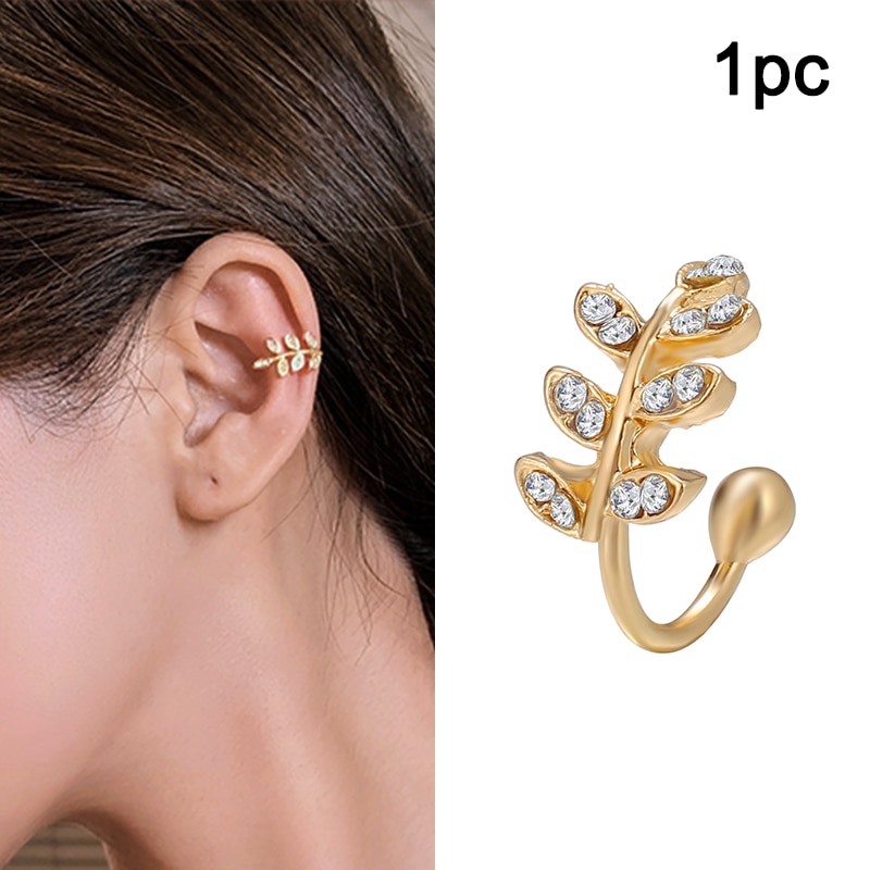 Silver Plated Metal Crystal Butterfly Ear Clips For Women Sparkling Zircon Ear Cuff Clip Earrings Wedding Girls Jewelry Gifts