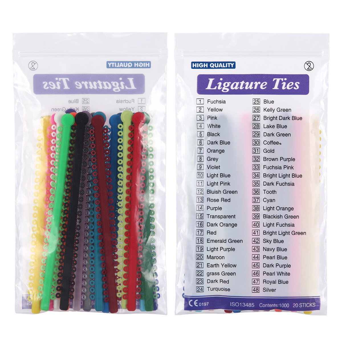 AZDENT 1000 Ties=20 Sticks Dental Orthodontic Elastic Ligature Ties Colorful Bands for Brackets Braces Orthodontics Treatment