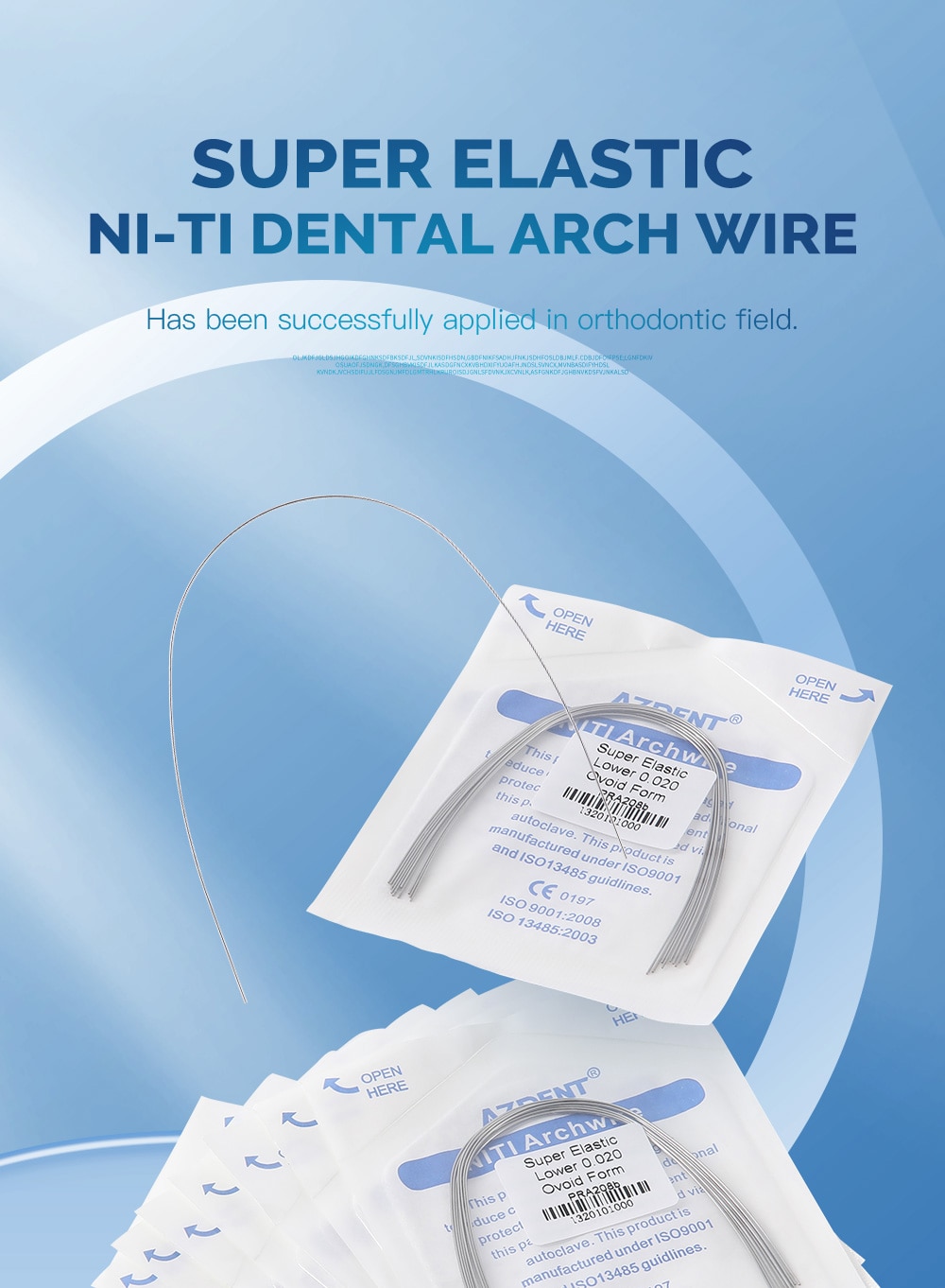 10PCS/Pack AZDENT Dental Orthodontic Super Elastic Niti Round Arch Wires Ovoid Form Archwire Upper Lower