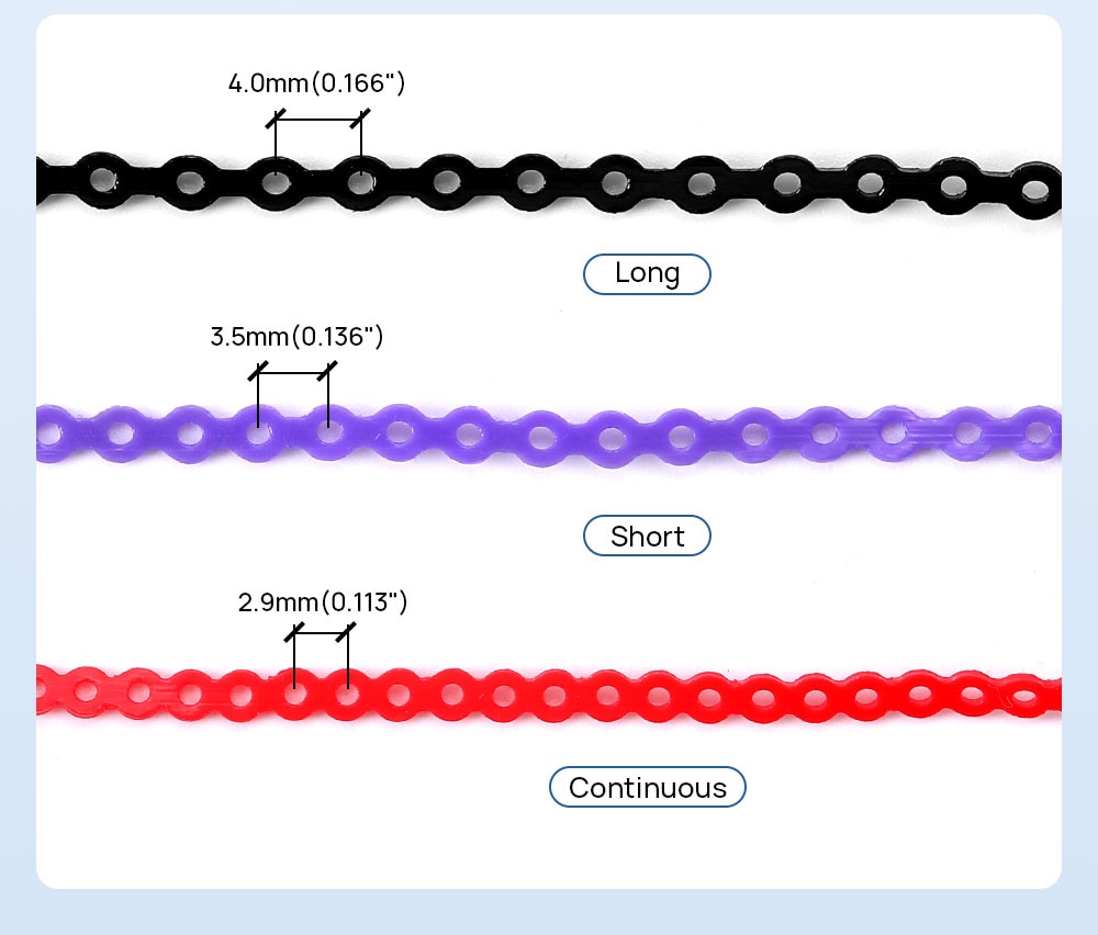 1Pc AZDENT Dental Orthodontic Colored Elastic Power Chain 15ft/Spool
