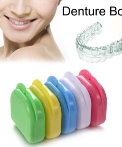 Alternative view of Denture Storage Box Dental Retainer Orthodontic Mouth Guard Container Plastic Oral Hygiene Supplies Tray Dental Appliance Case