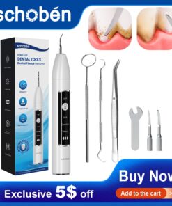 Schoben Ultrasonic Dental Scaler For Teeth Tartar Stain Tooth Calculus Remover Electric Sonic Teeth Plaque Cleaner Stone Removal