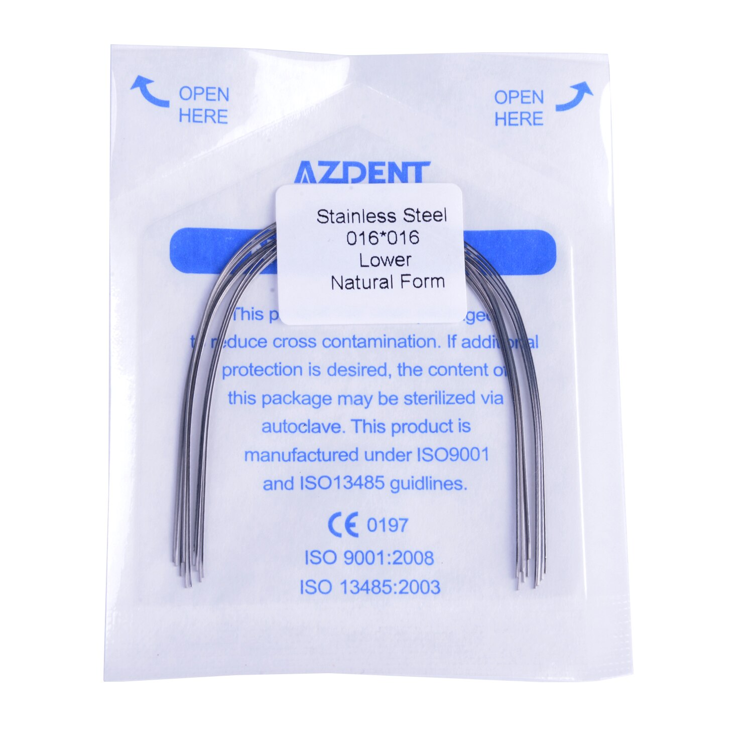 10PCS/Pack AZDENT Dental Orthodontic Stainless Steel Rectangular Arch Wires Natural Form Upper Lower Archwire