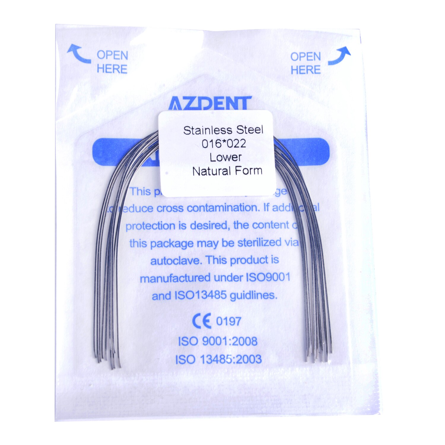 10PCS/Pack AZDENT Dental Orthodontic Stainless Steel Rectangular Arch Wires Natural Form Upper Lower Archwire