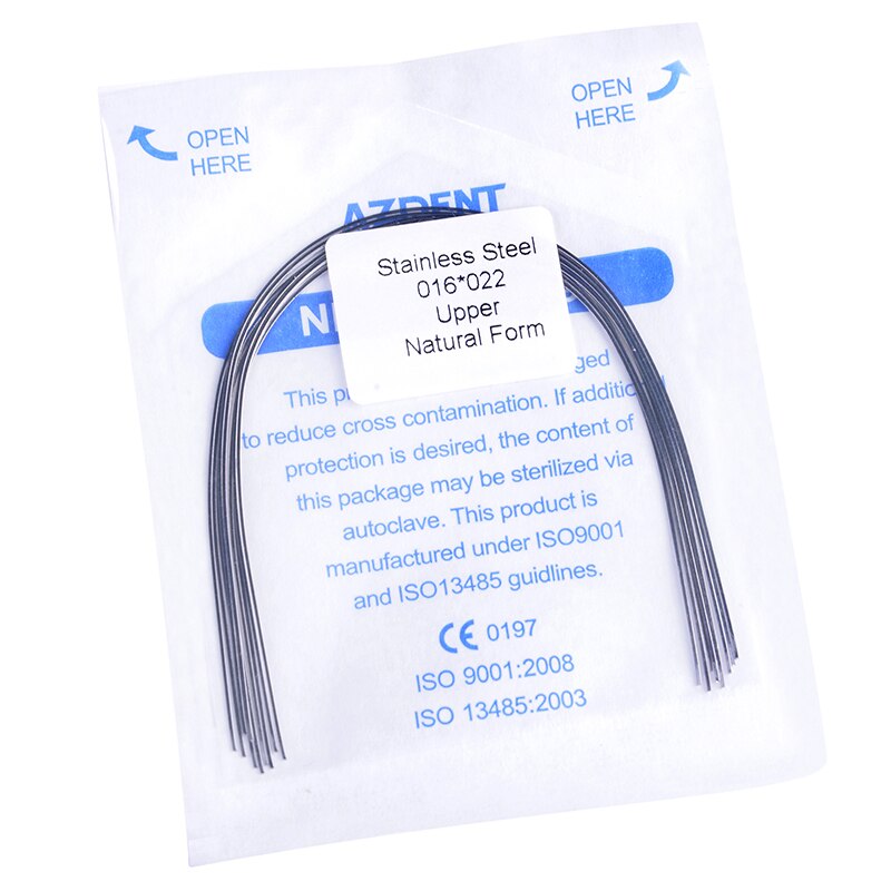 10PCS/Pack AZDENT Dental Orthodontic Stainless Steel Rectangular Arch Wires Natural Form Upper Lower Archwire