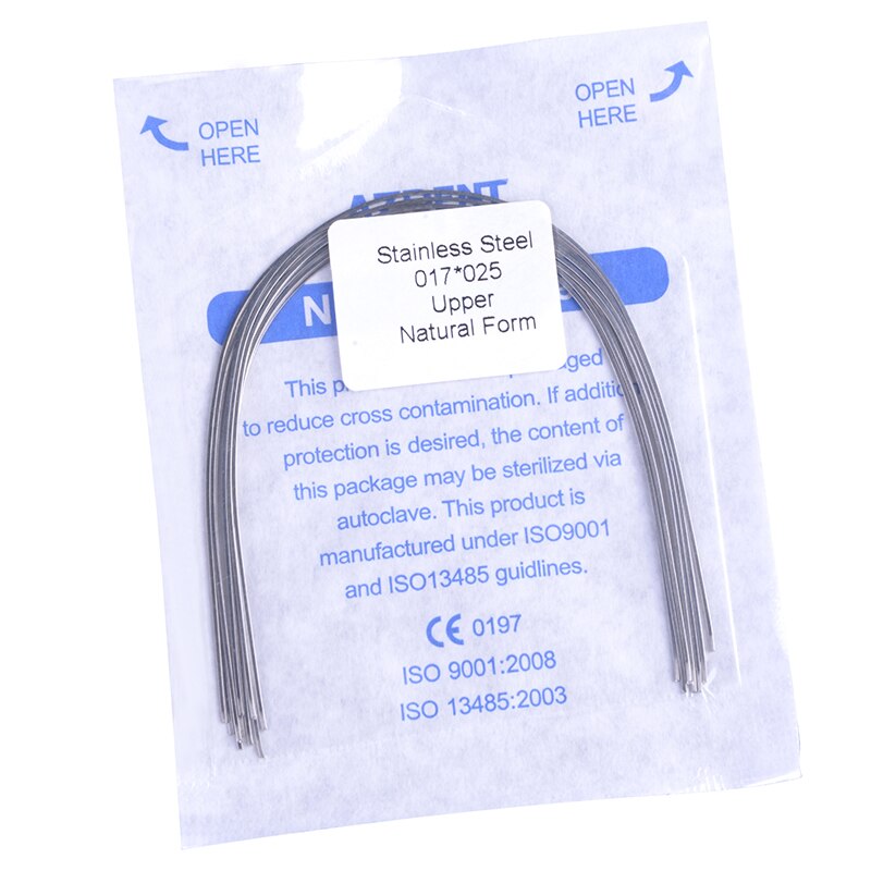 10PCS/Pack AZDENT Dental Orthodontic Stainless Steel Rectangular Arch Wires Natural Form Upper Lower Archwire