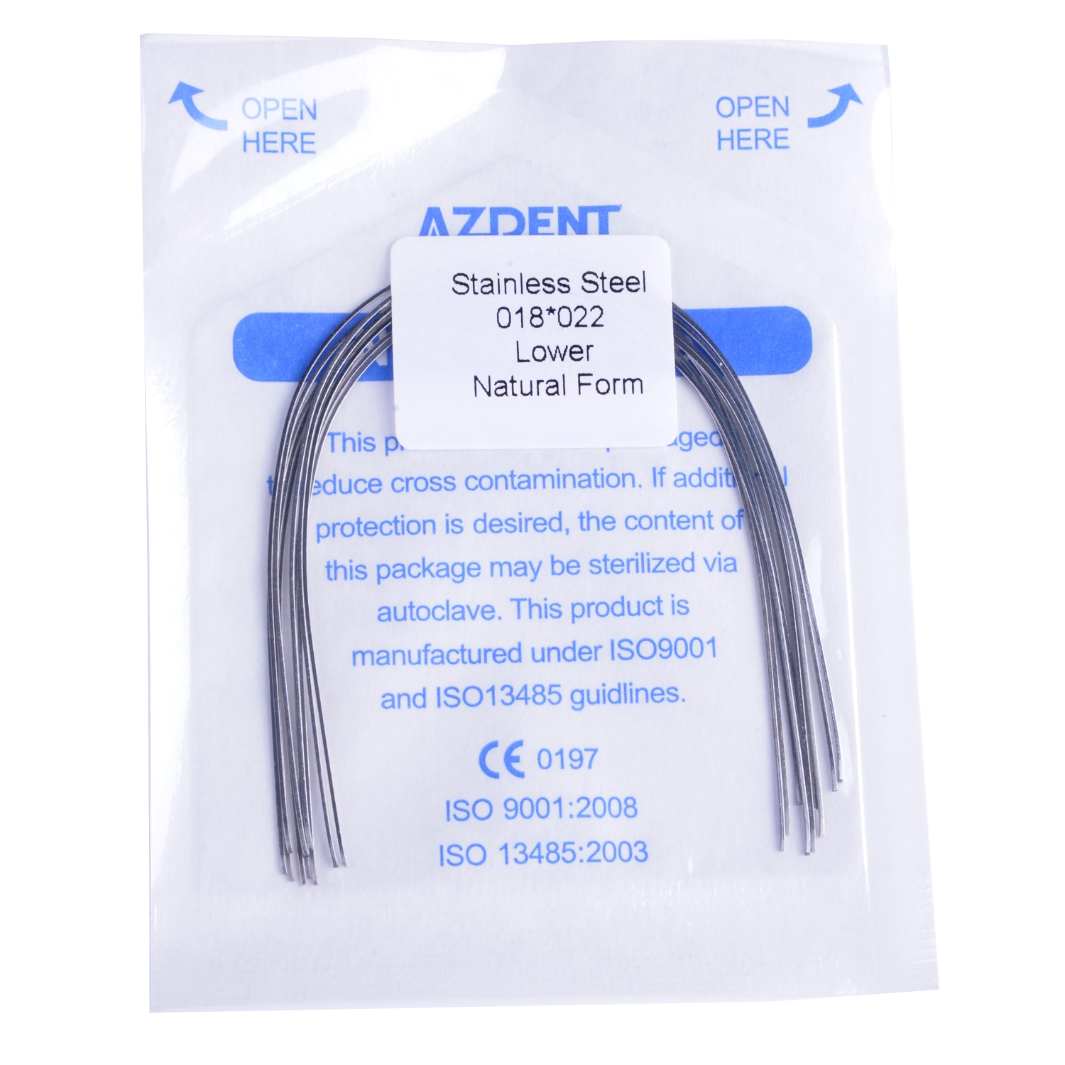 10PCS/Pack AZDENT Dental Orthodontic Stainless Steel Rectangular Arch Wires Natural Form Upper Lower Archwire