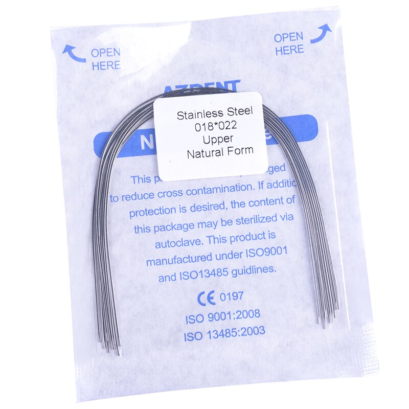 10PCS/Pack AZDENT Dental Orthodontic Stainless Steel Rectangular Arch Wires Natural Form Upper Lower Archwire