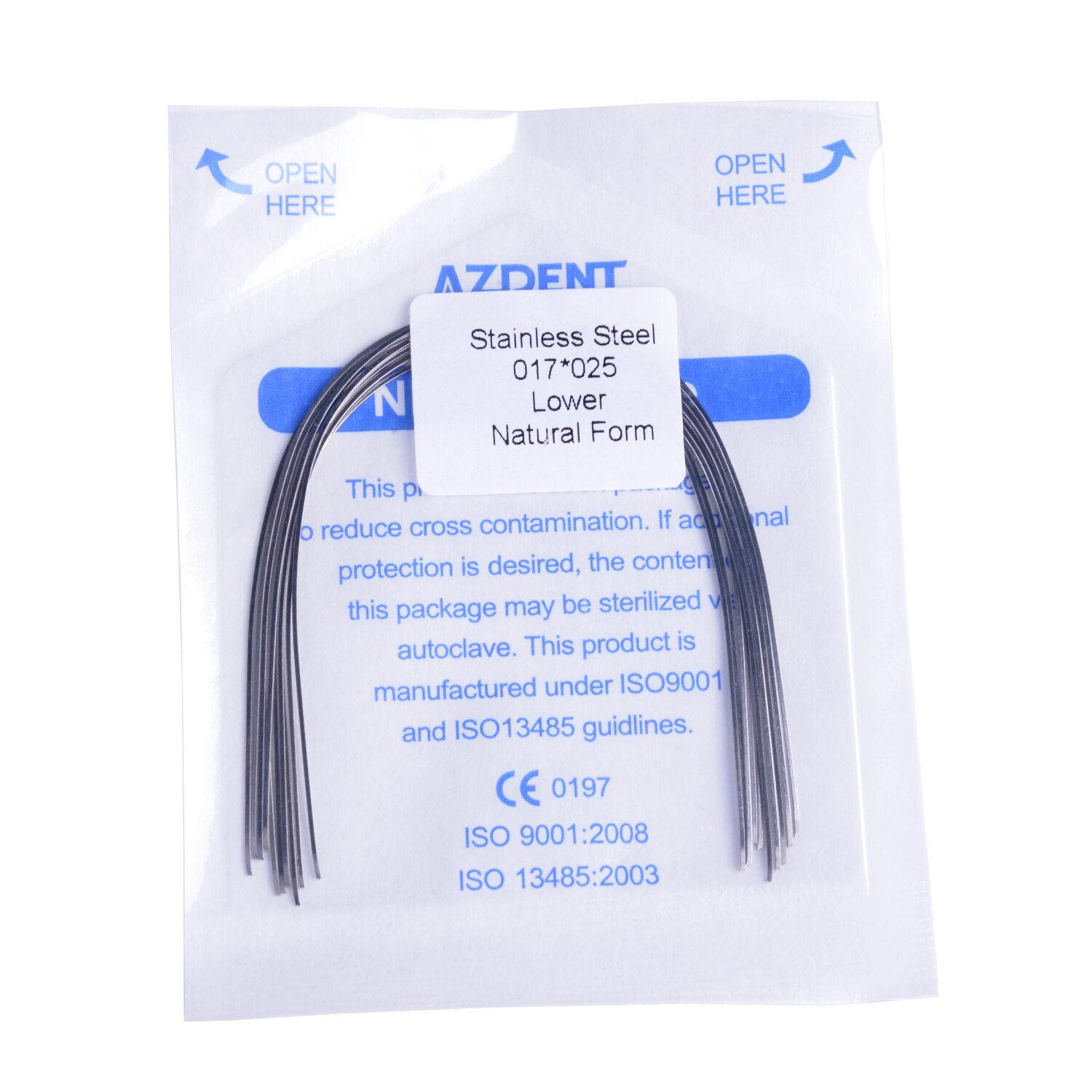 10PCS/Pack AZDENT Dental Orthodontic Stainless Steel Rectangular Arch Wires Natural Form Upper Lower Archwire