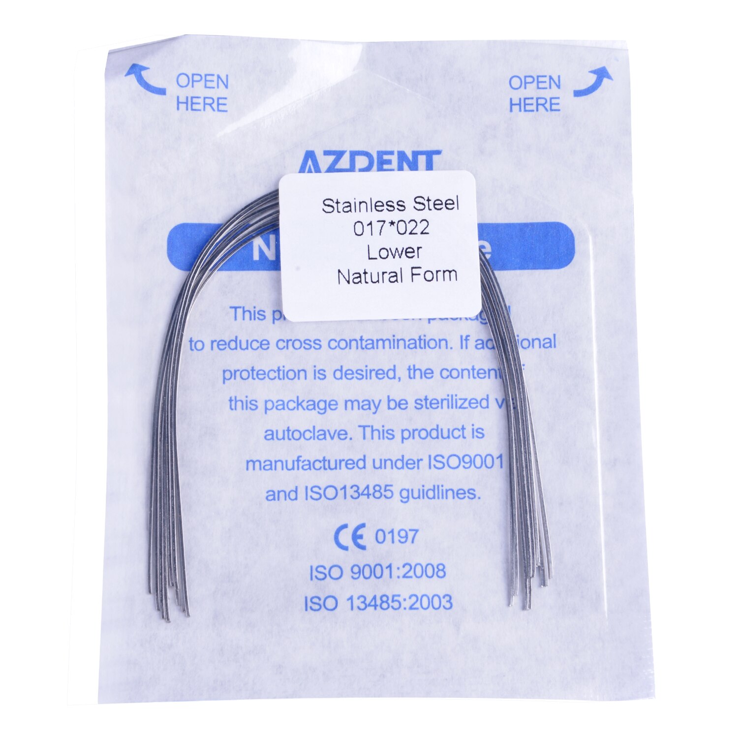 10PCS/Pack AZDENT Dental Orthodontic Stainless Steel Rectangular Arch Wires Natural Form Upper Lower Archwire