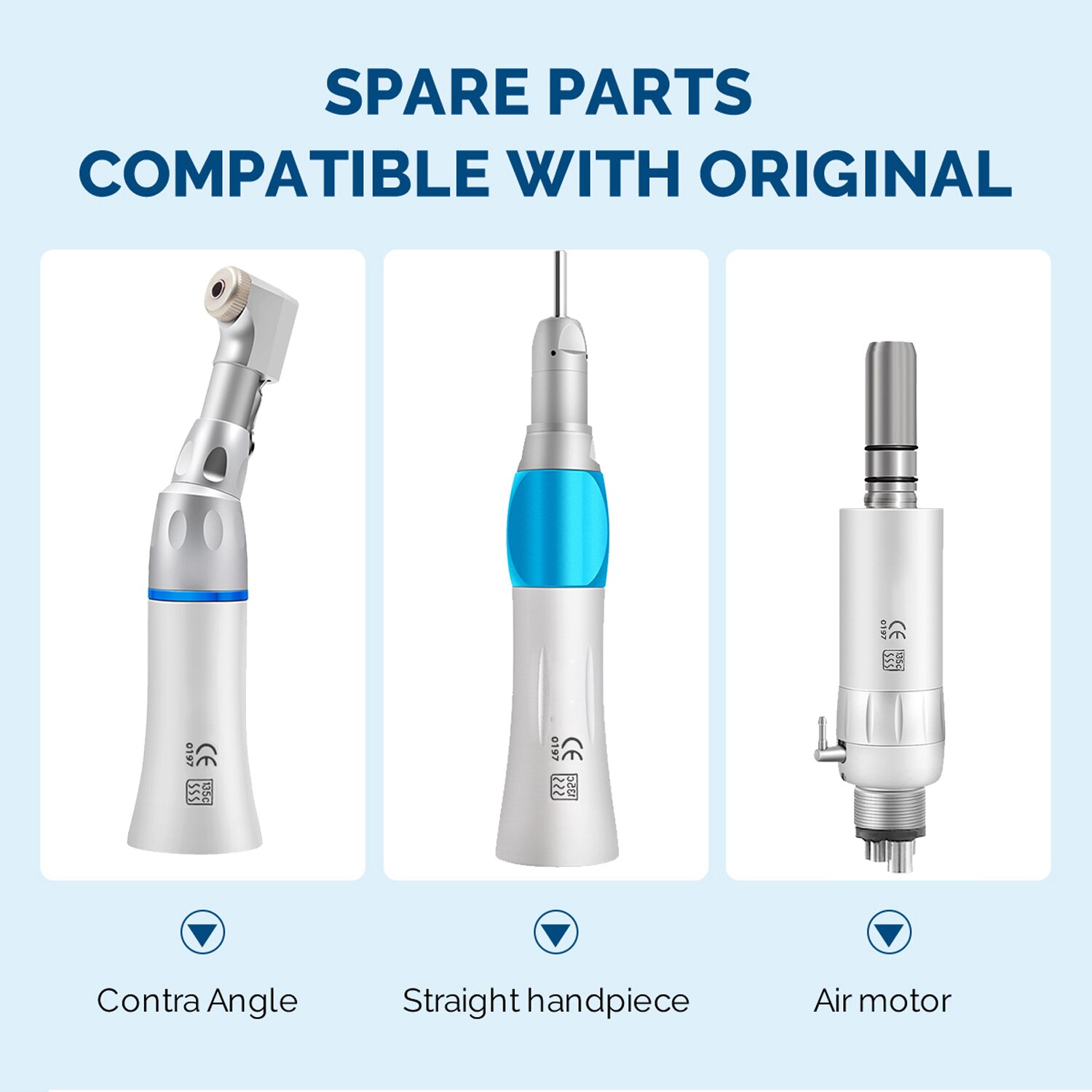 Dental Low Speed Handpiece External Water Spray Contra Angle Straight Handpiece Air Motor 2/4 Holes Dental Handpiece