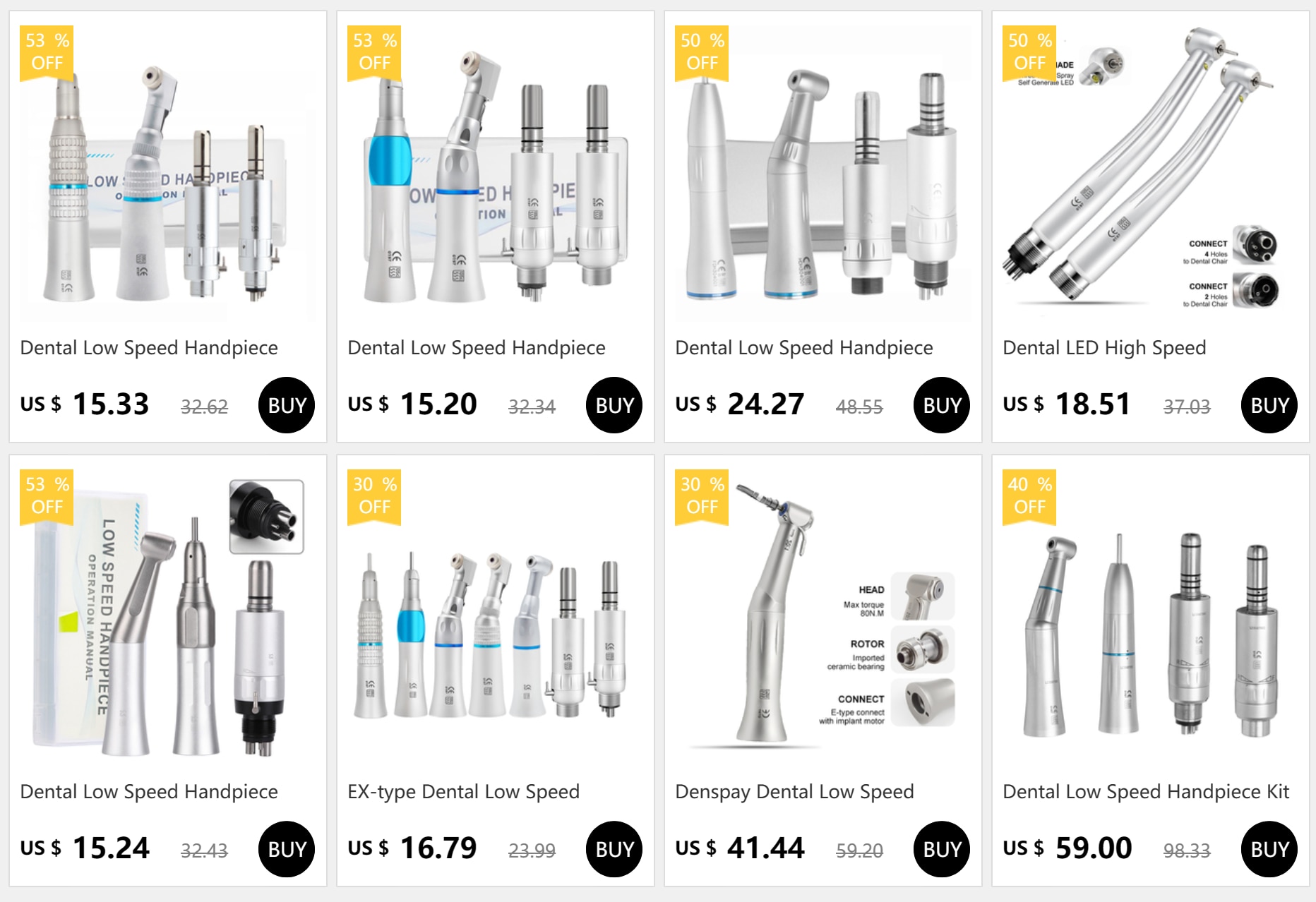 Dental Low Speed Handpiece External Water Spray Contra Angle Straight Handpiece Air Motor 2/4 Holes Dental Handpiece