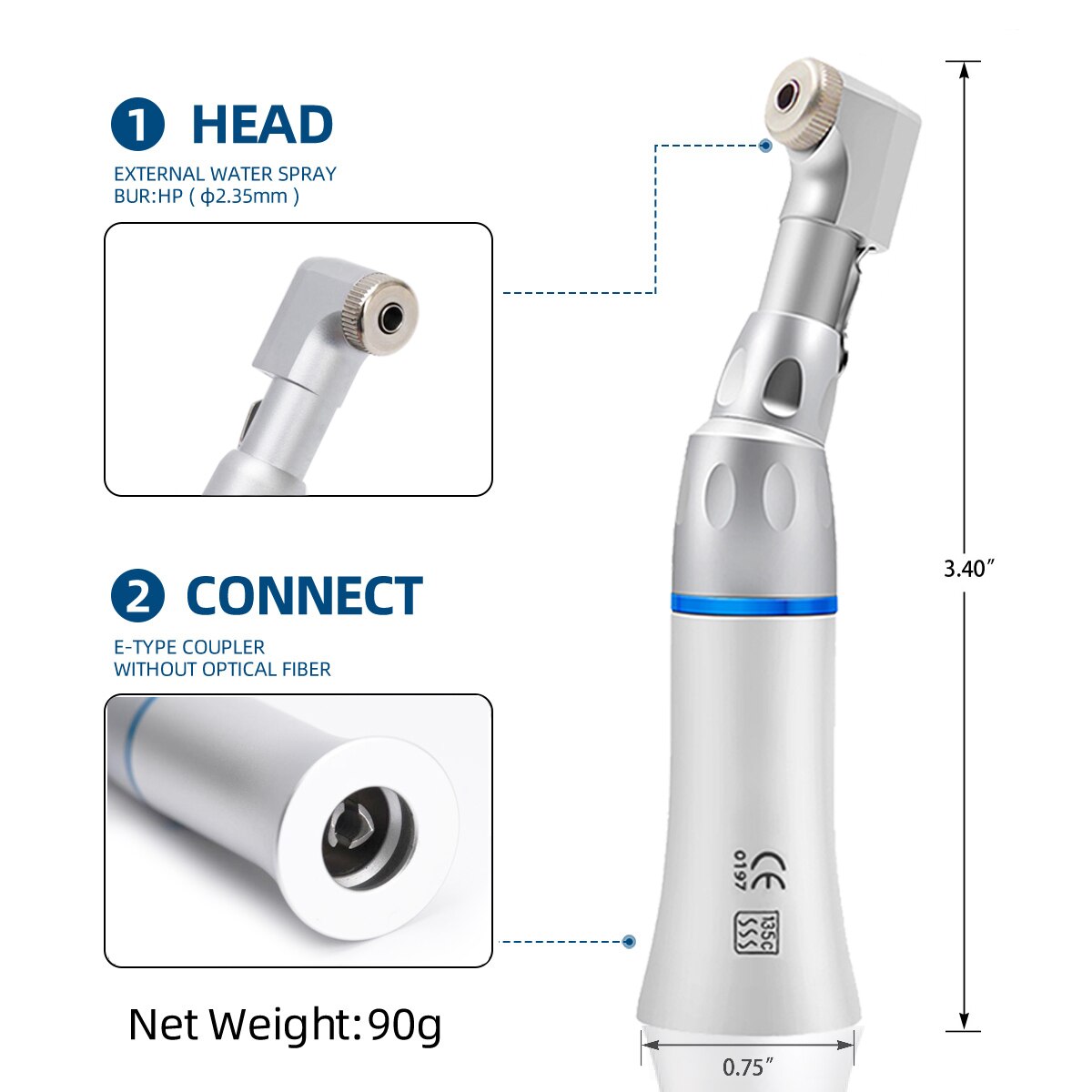 Dental Low Speed Handpiece External Water Spray Contra Angle Straight Handpiece Air Motor 2/4 Holes Dental Handpiece