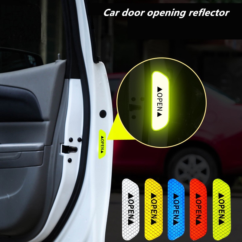 Car Wheel Hub Reflective Stripes Door Safety Opening Warning Sticker Tape Auto Rear Warning Reflective Tape Car Accessories