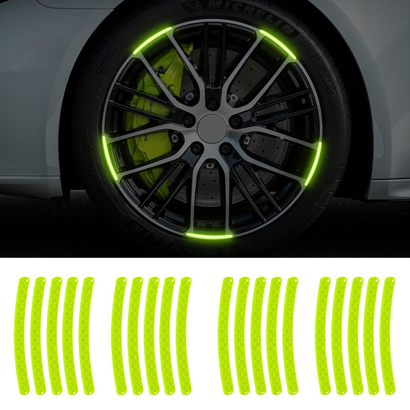 Car Wheel Hub Reflective Stripes Door Safety Opening Warning Sticker Tape Auto Rear Warning Reflective Tape Car Accessories