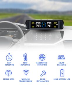 Alternative view of TPMS 4 Sensors Car Tire Pressure Alarm Monitor System Solar Smart Intelligent Warning Display Auto For Car SUV MPV