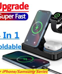 30W 4 in 1 Foldable Wireless Charging Station For iPhone 14 13Pro Apple Watch 7/6 For Samsung Galaxy Watch Chargers 4/3 S22 S21