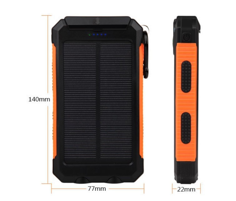 Portable Solar Power Bank 20000mAh External Battery Charging Poverbank External Battery Charger LED Light for All Smartphones