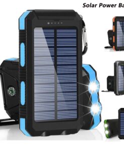 20000mAh Portable Solar Power Bank Charging Poverbank Three defenses External Battery Charger Strong LED Light Double USB Power