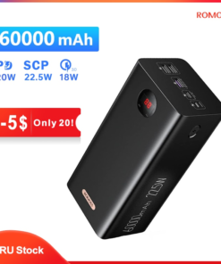 ROMOSS PEA60 Powerful Power Bank 60000mAh 22.5W SCP PD QC 3.0 Fast Charge External Battery Portable Powerbank For Xiaomi iPhone