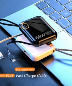 Alternative view of Portable Power Bank 10000mAh PD20W 66W TYPE C Two-way Fast Charger Powerbank Built in Cables for iPhone Xiaomi batterie externe