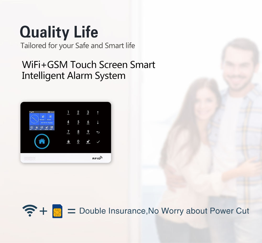 GauTone PG103 Alarm System for Home Burglar Security 433MHz WiFi GSM Alarm Wireless Tuya Smart House App Control