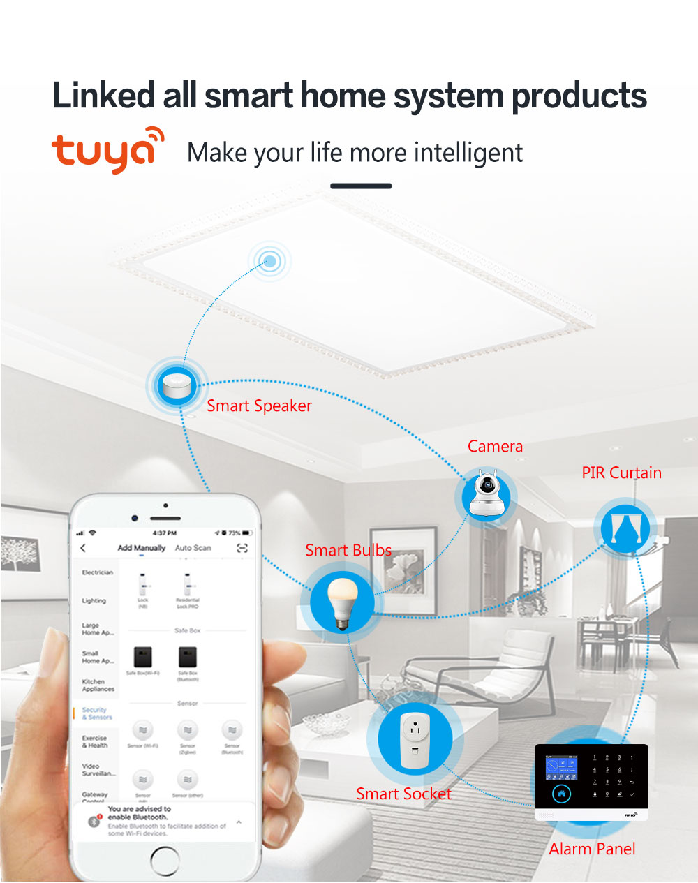 GauTone PG103 Alarm System for Home Burglar Security 433MHz WiFi GSM Alarm Wireless Tuya Smart House App Control