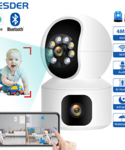 BESDER 4MP WiFi Camera with Dual Screens Baby Monitor Night Vision Indoor Mini PTZ Security IP Camera CCTV Surveillance Cameras