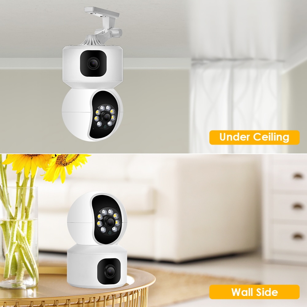 BESDER 4MP WiFi Camera with Dual Screens Baby Monitor Night Vision Indoor Mini PTZ Security IP Camera CCTV Surveillance Cameras