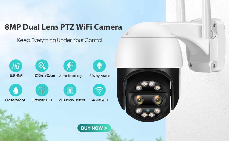 BESDER 4MP WiFi Camera with Dual Screens Baby Monitor Night Vision Indoor Mini PTZ Security IP Camera CCTV Surveillance Cameras