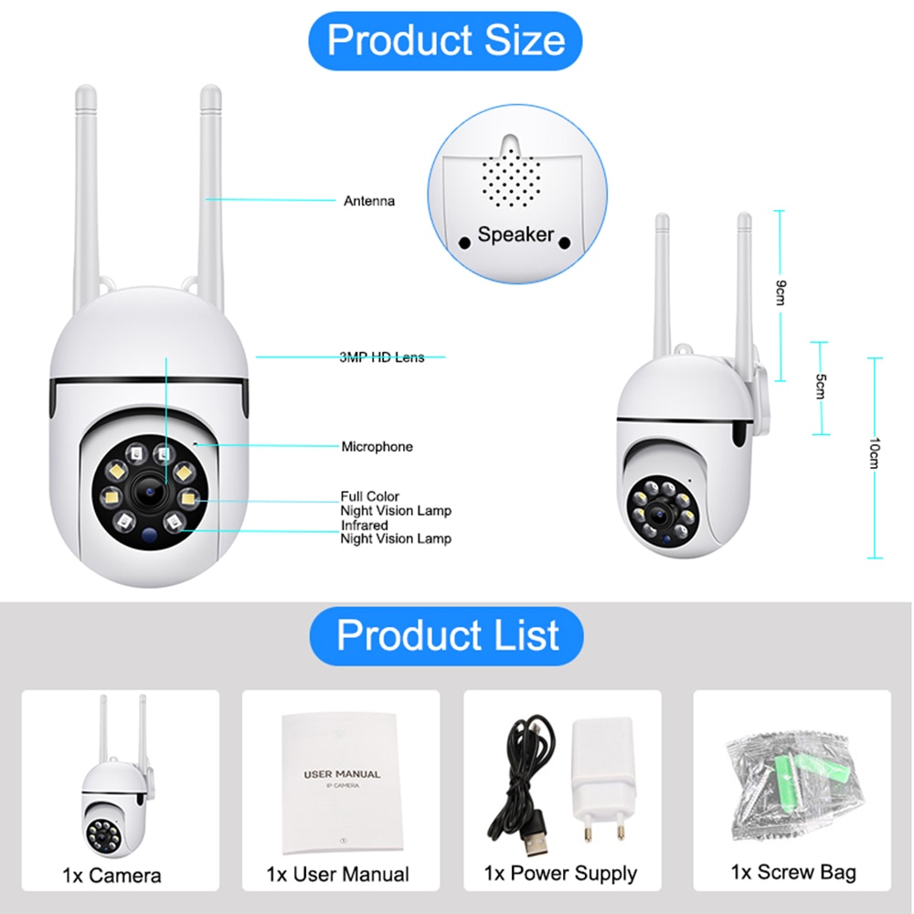 Outdoor 5MP Surveillance Camera CCTV IP Wifi Camera Waterproof External Security Protection Wireless Home Monitor Motion Trcking