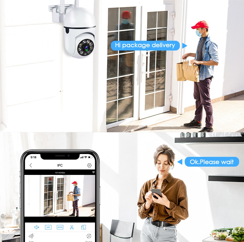 Outdoor 5MP Surveillance Camera CCTV IP Wifi Camera Waterproof External Security Protection Wireless Home Monitor Motion Trcking