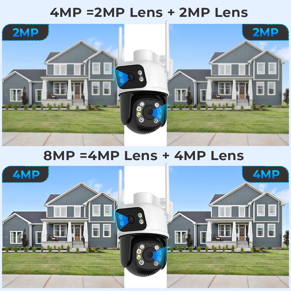 BESDER 8MP PTZ Wifi Camera Outdoor Night Vision Dual Screen Human Detection 4MP Security Protection CCTV Surveillance IP Camera