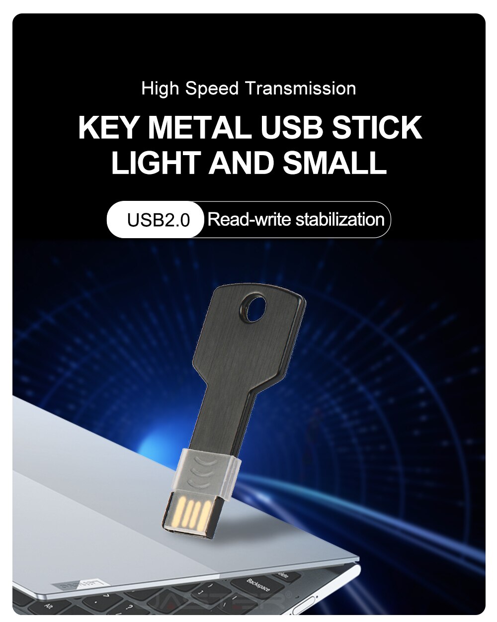 Metal Key Shape USB Flash Drive 64GB Black Pen Drives Silver Stick Real Capacity Storage Devices High Speed U Disk