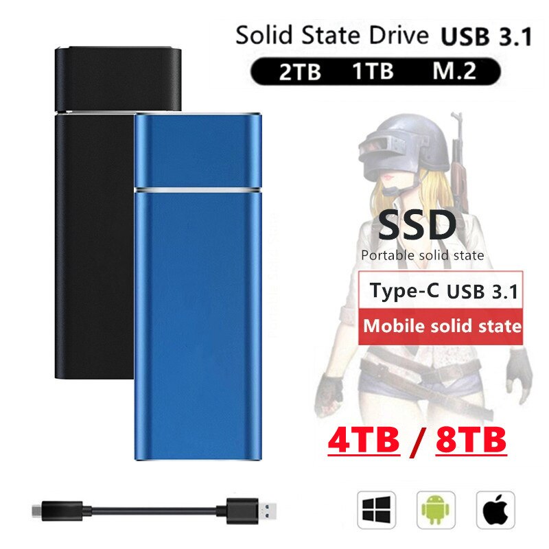 External Solid State Disk 1TB Hard Drive High Capacity Portable 500GB SSD Hard Disk Storage Device for Computer/Laptop Type-C