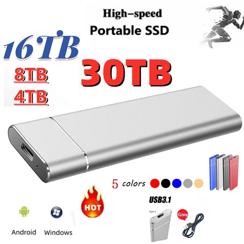 SSD External 500GB 1TB Mobile Solid State Drive Flash Drive Portable TypeC USB Mini Slim High Speed Transfer Flash Memory Device