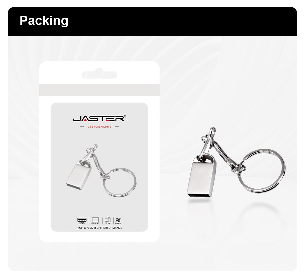 Mini USB Flash Drives Metal Pen Drive 64GB Business Memory Stick Free Key Chain Storage Devices Silver Pendrive U Disk