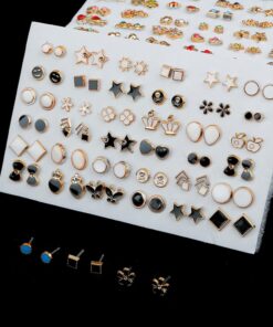 36/18pairs Multicolor Cryatal Cartoon Star Moon Hypoallergenic Plastic Stud Earrings Set For Women Girl Wedding Christmas Gifts