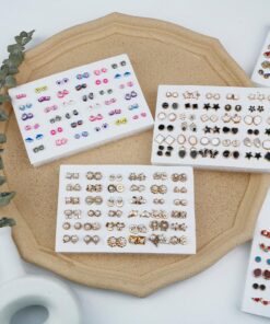 Alternative view of 36/18pairs Multicolor Cryatal Cartoon Star Moon Hypoallergenic Plastic Stud Earrings Set For Women Girl Wedding Christmas Gifts